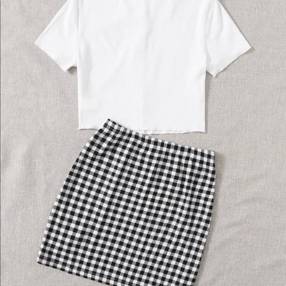 SHEIN Button Up Top And Split Hem Skirt Set - Picture 3 of 8